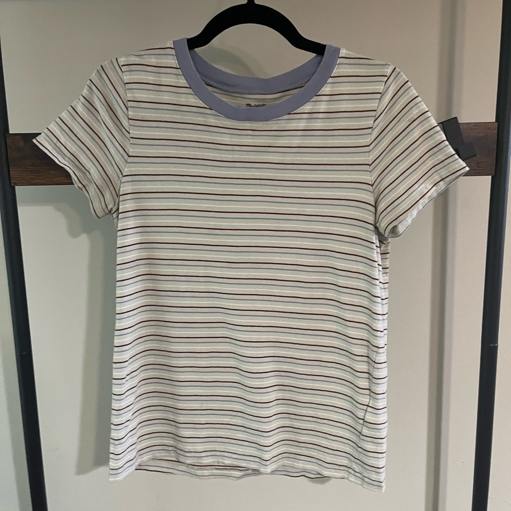 Madewell Cream Fitted Ribbed Short Sleeve Tee